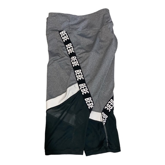 Women’s BeBe Plus Size 3X Side Tape Color Block Capri Leggings Grey/Blac… - Picture 3 of 9